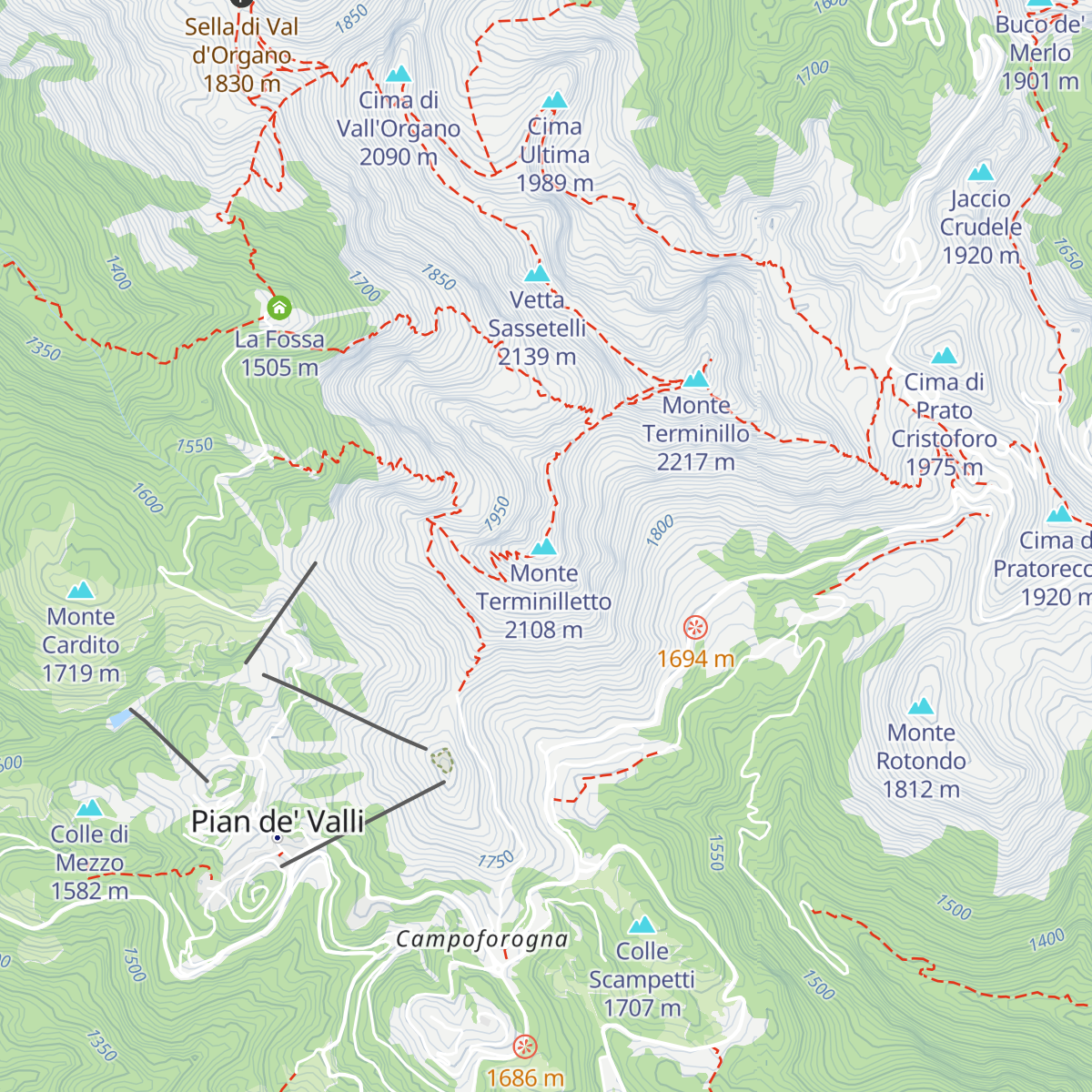Rifugio Massimo Rinaldi map