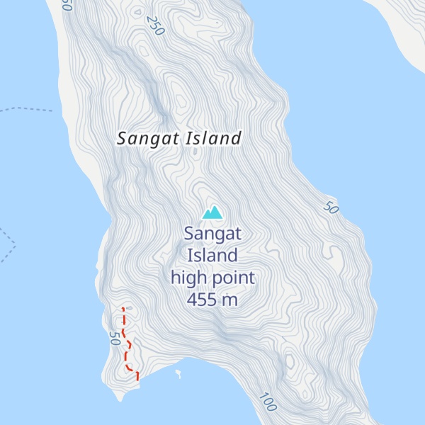 Map of Sangat Island high point