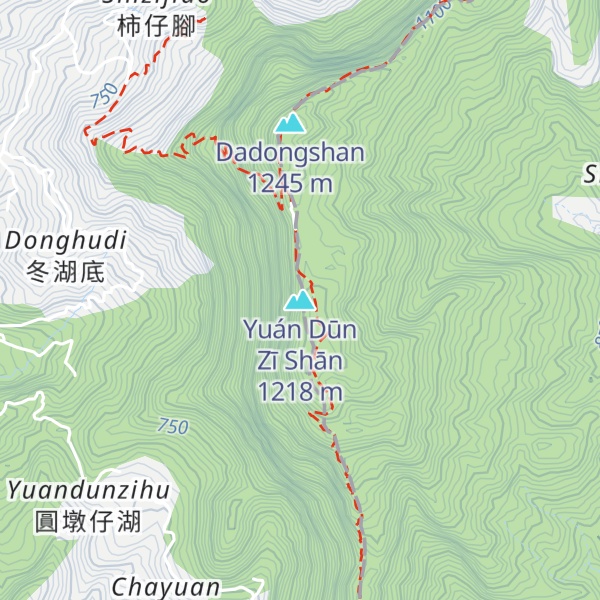 Map of Yuán Dūn Zī Shān