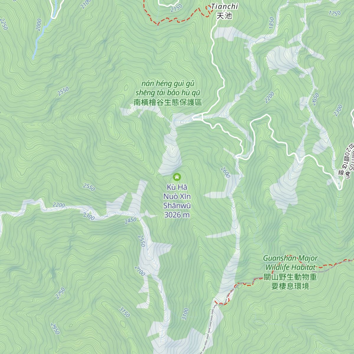 Kù Hā Nuò Xīn Shānwū map