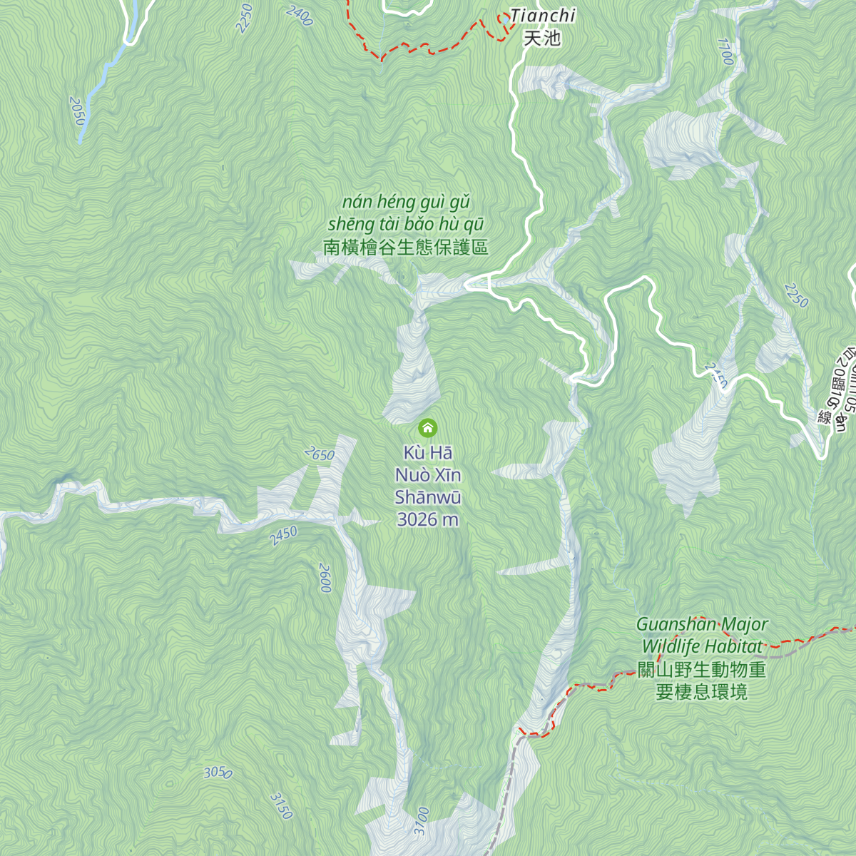 Kù Hā Nuò Xīn Shānwū map