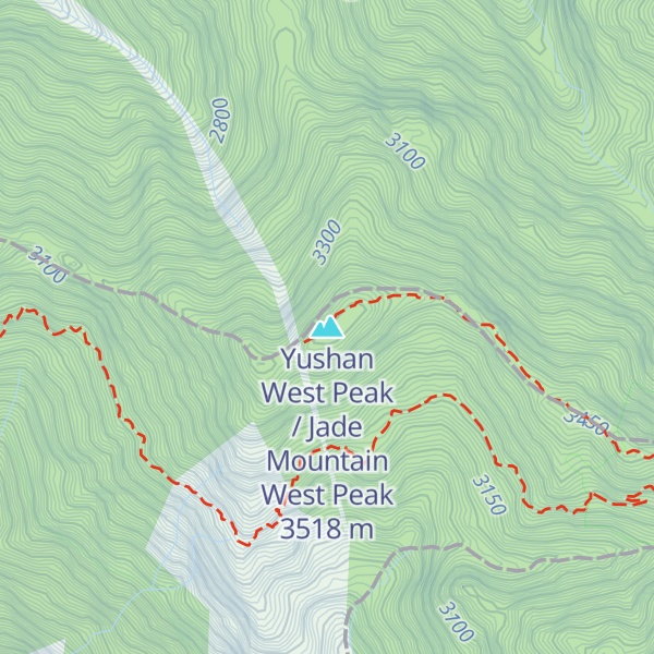Map of Yushan West Peak / Jade Mountain West Peak