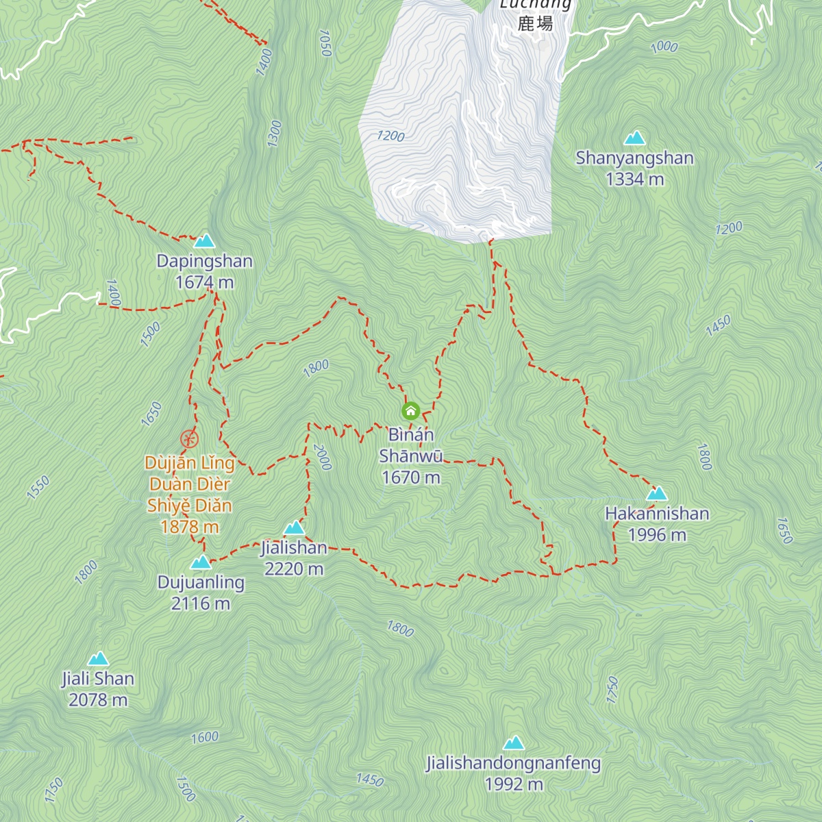 Bìnán Shānwū map