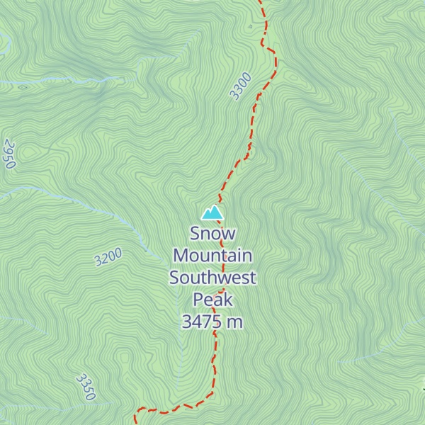 Map of Snow Mountain Southwest Peak