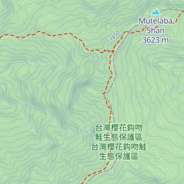 Map of Xueshan North Peak / Snow Mountain North Peak