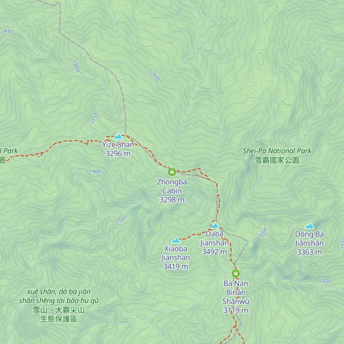 Zhongba Cabin map