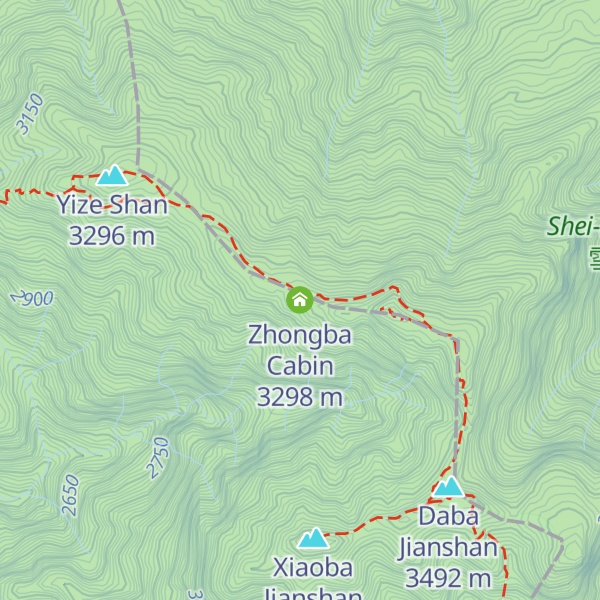 Map of Zhongba Cabin