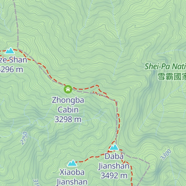 Map of Zhōng Bà Jiānshān