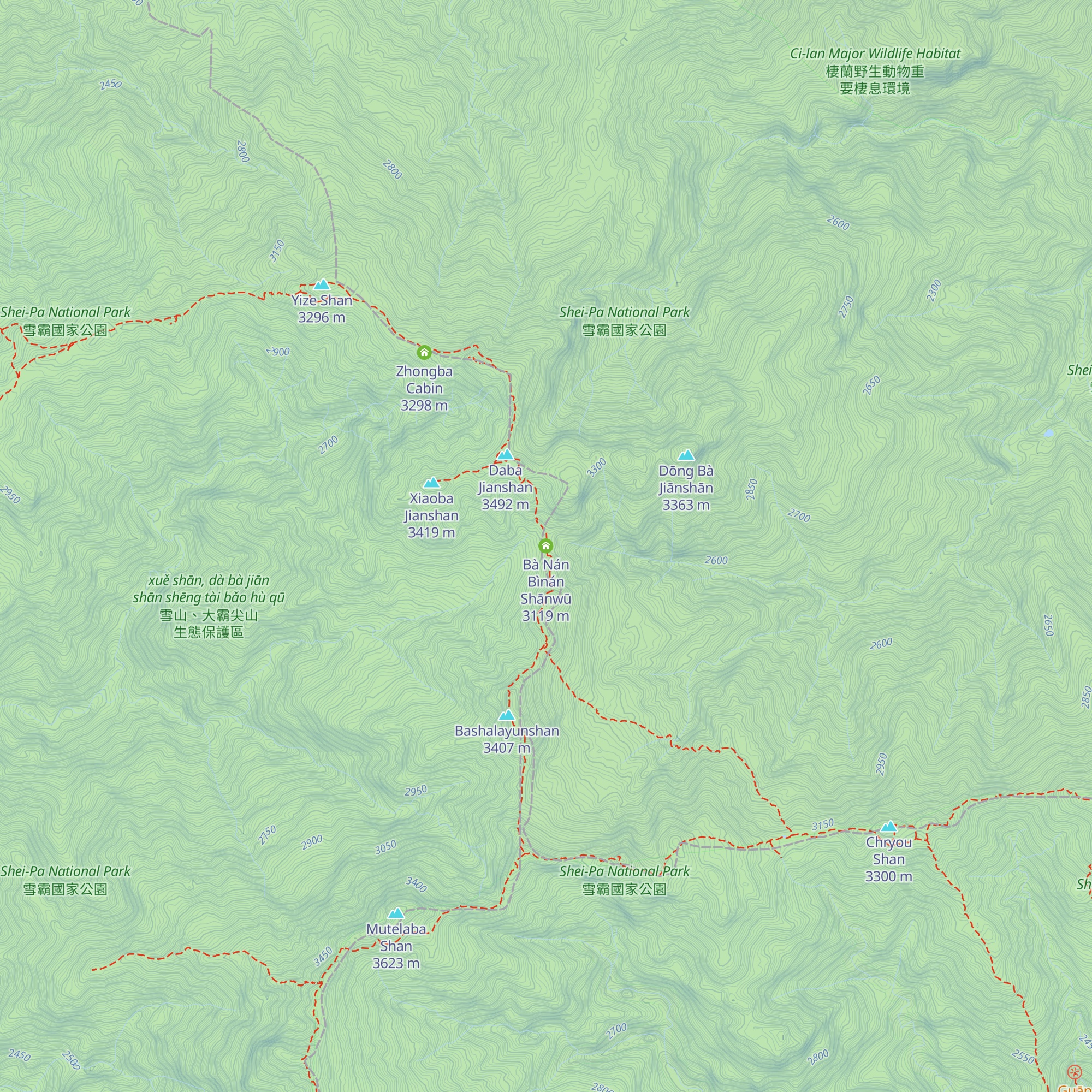 Bà Nán Bìnán Shānwū map