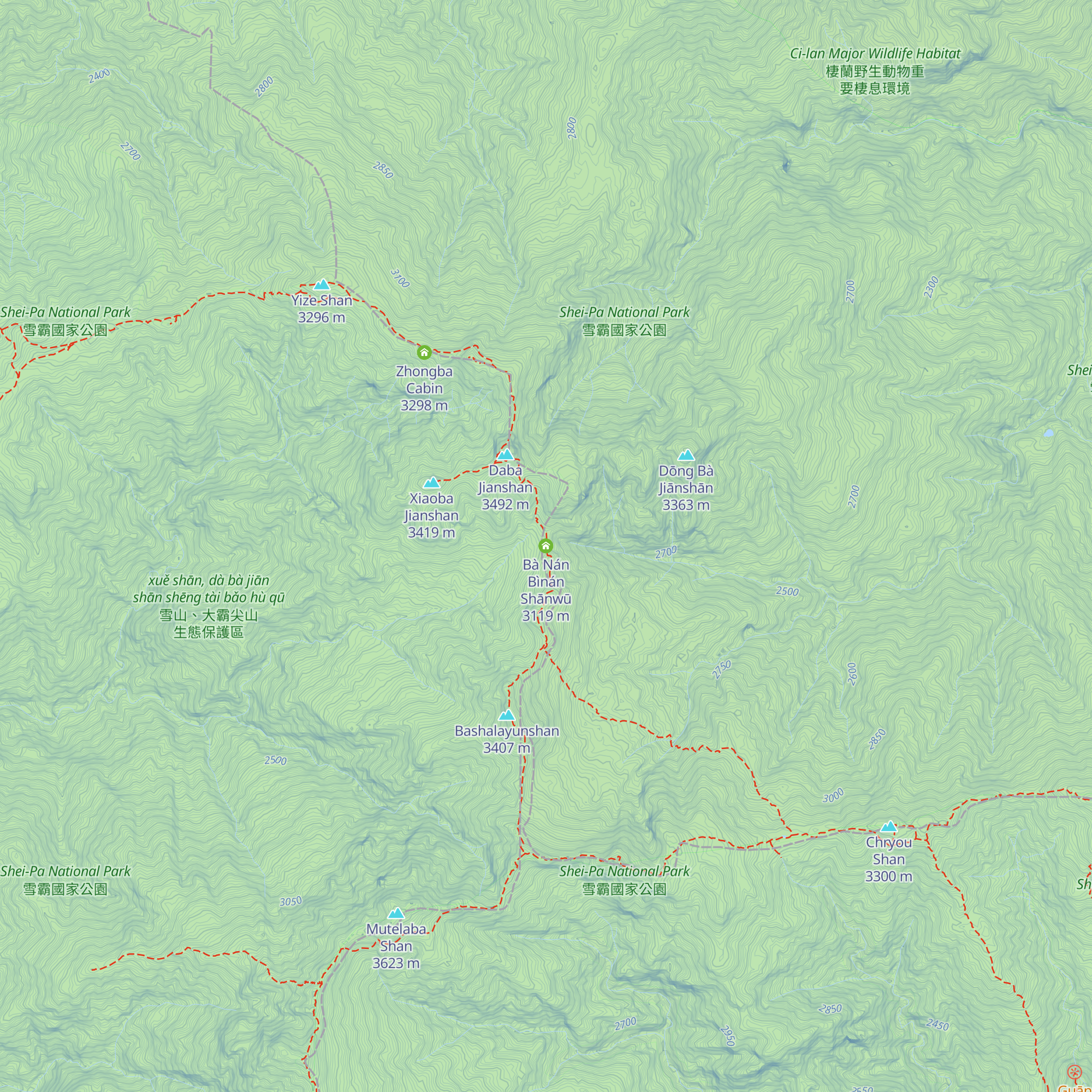 Bà Nán Bìnán Shānwū map