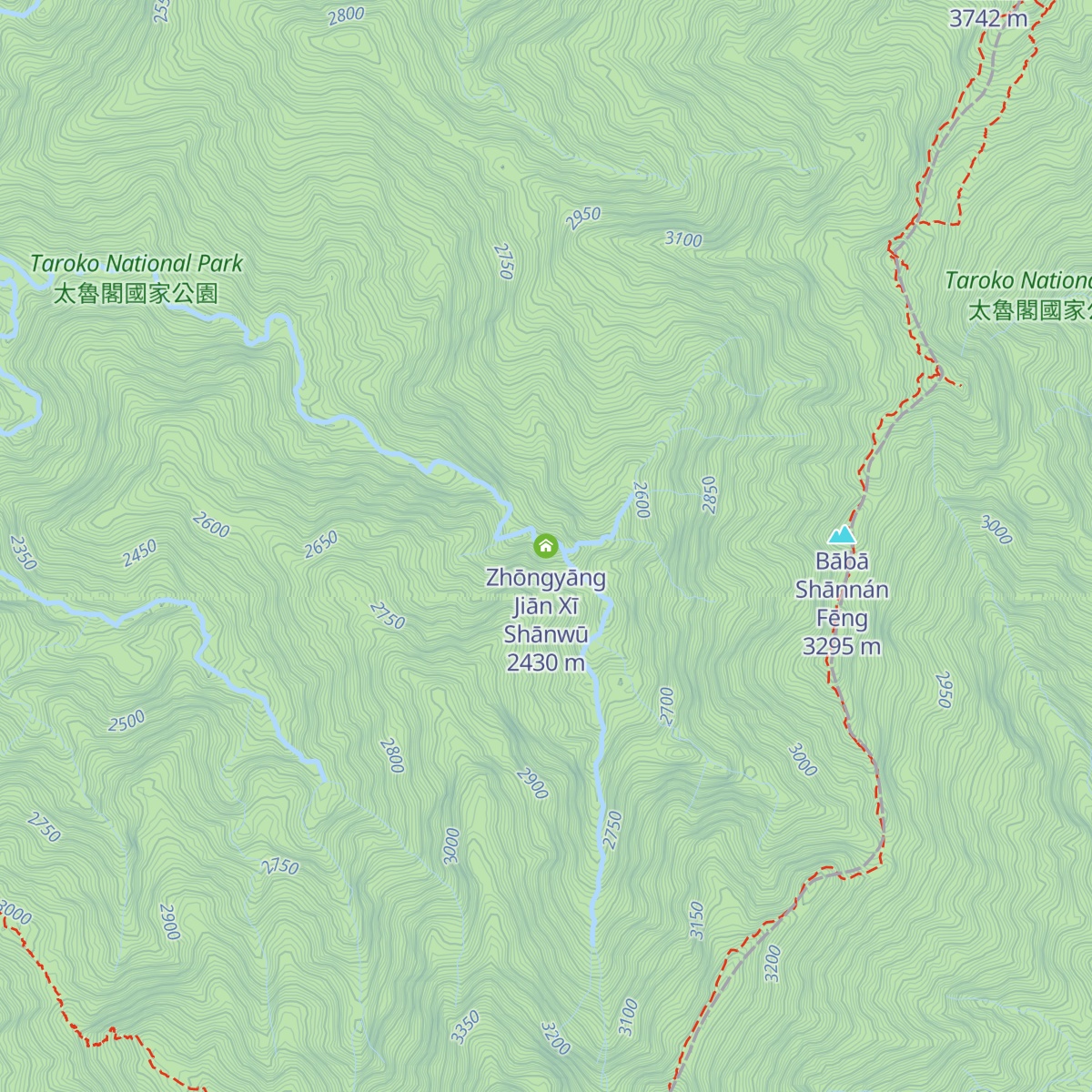Zhōngyāng Jiān Xī Shānwū map