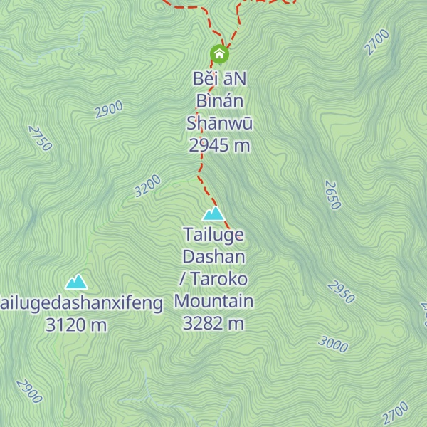 Map of Tailuge Dashan / Taroko Mountain