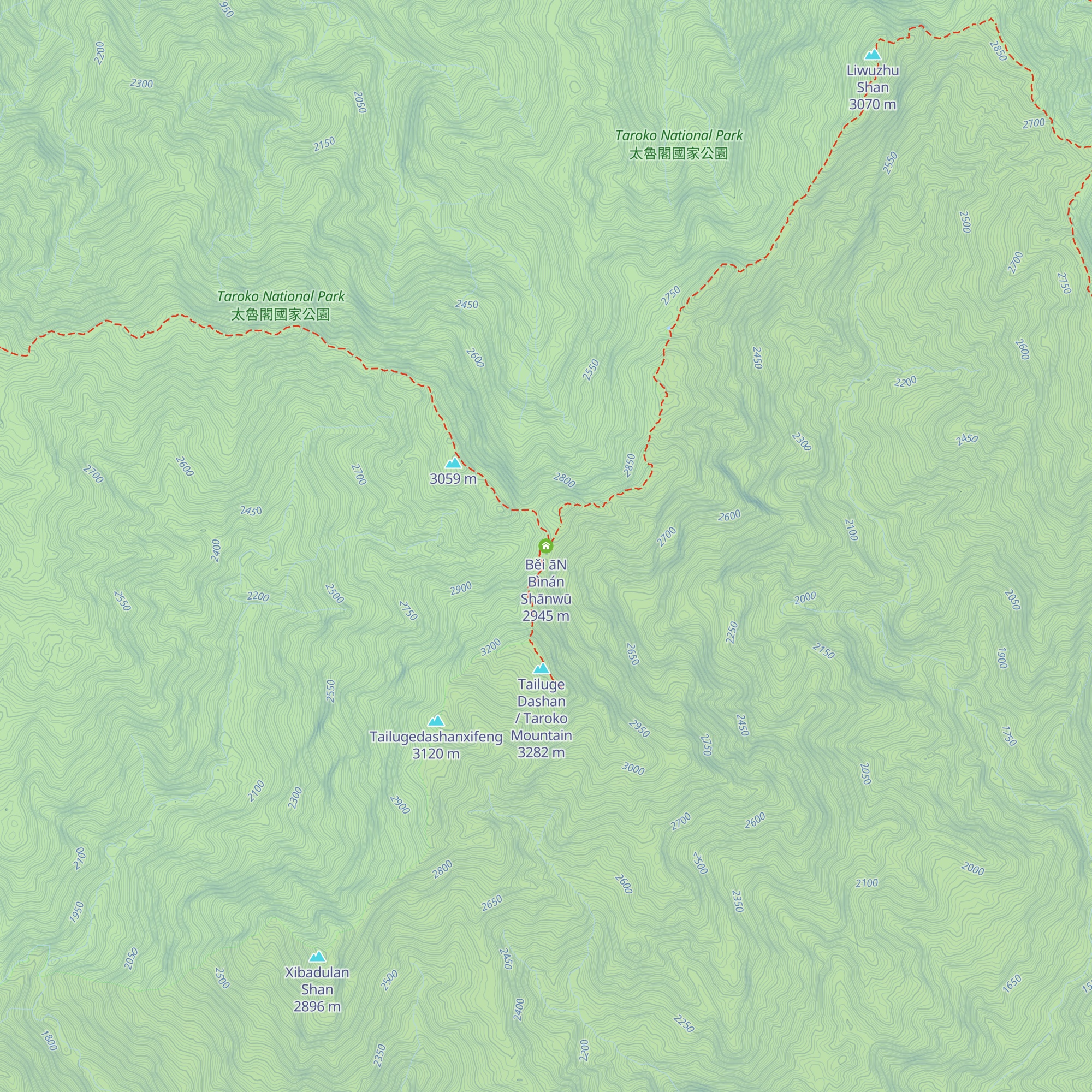 Běi āN Bìnán Shānwū map