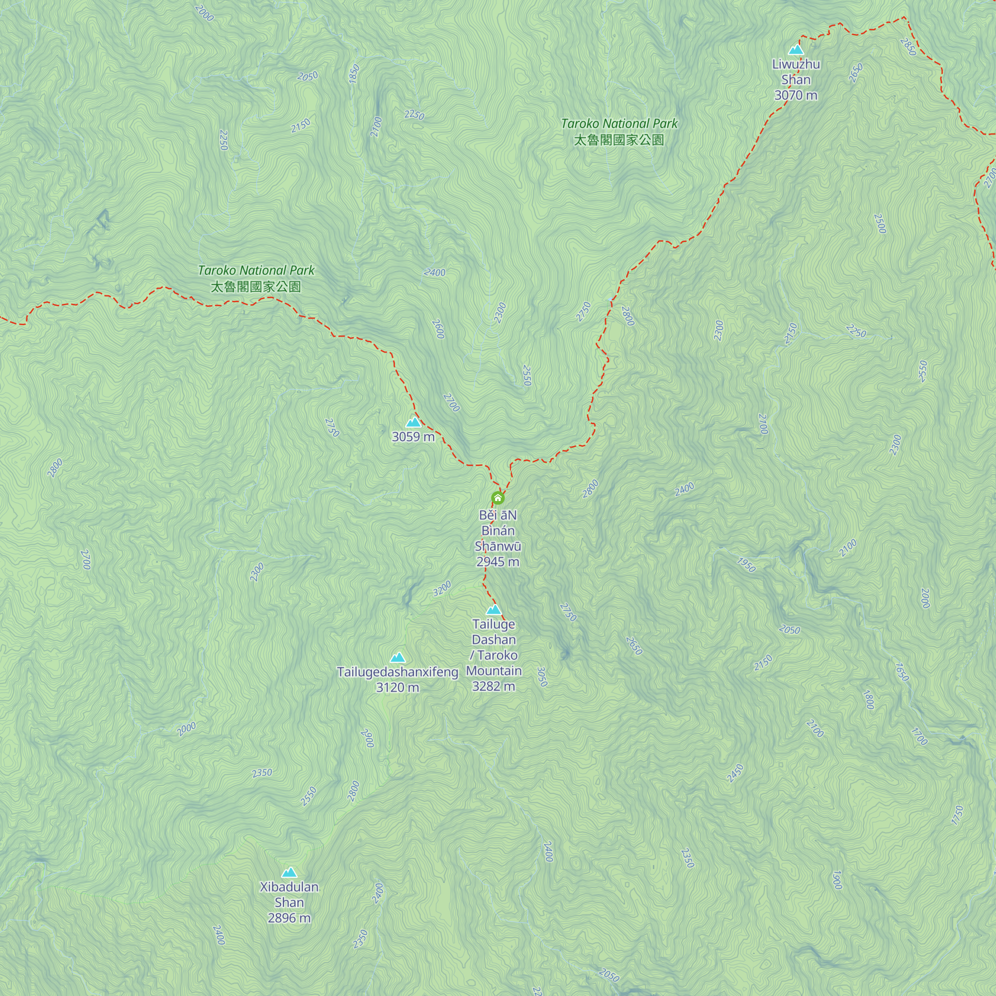 Běi āN Bìnán Shānwū map