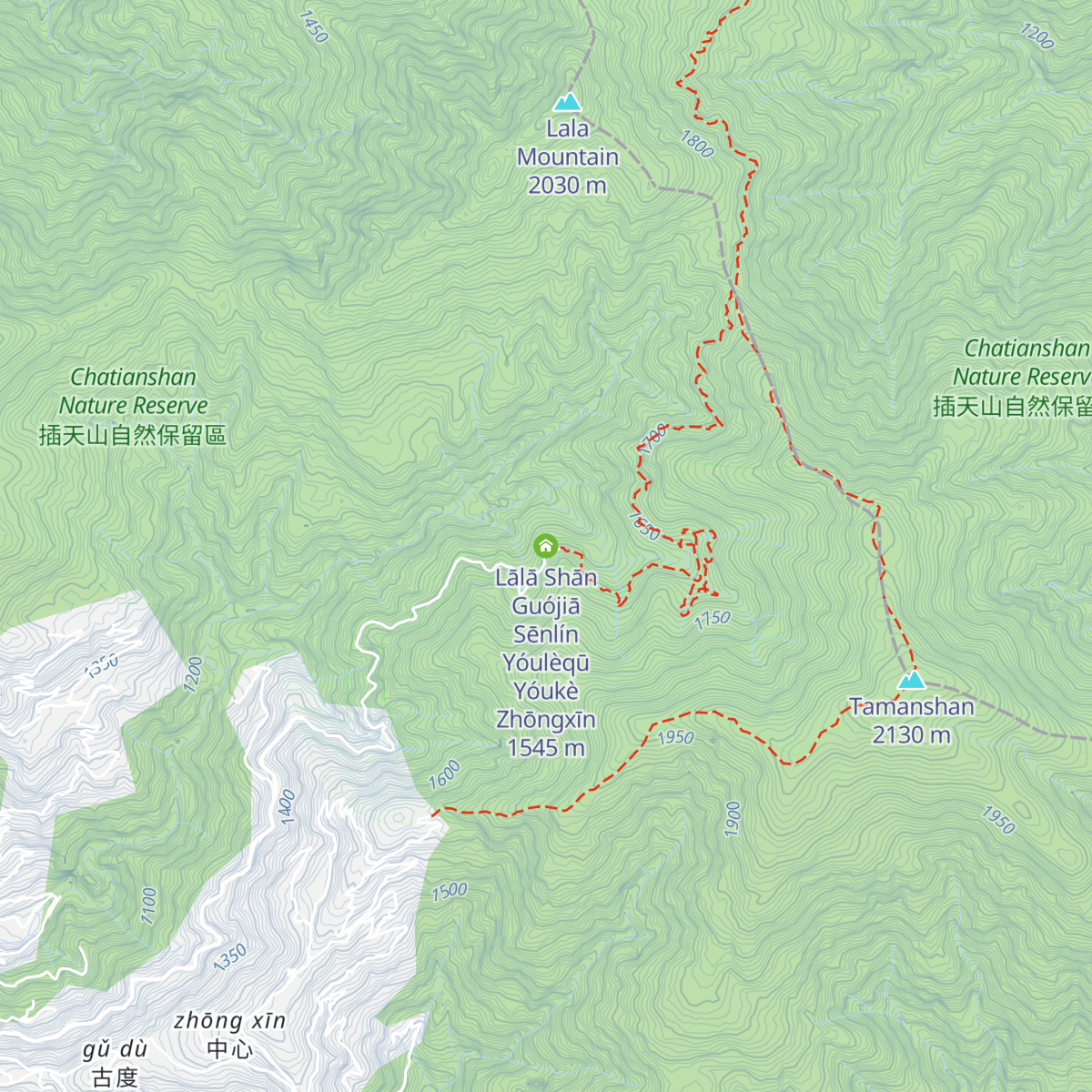 Lālā Shān Guójiā Sēnlín Yóulèqū Yóukè Zhōngxīn map