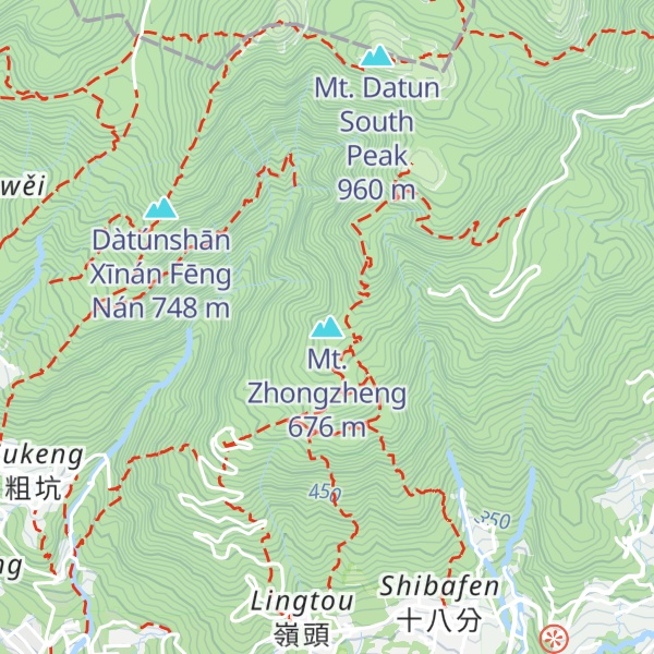 Map of Mt. Zhongzheng