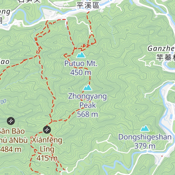 Map of Zhongyang Peak