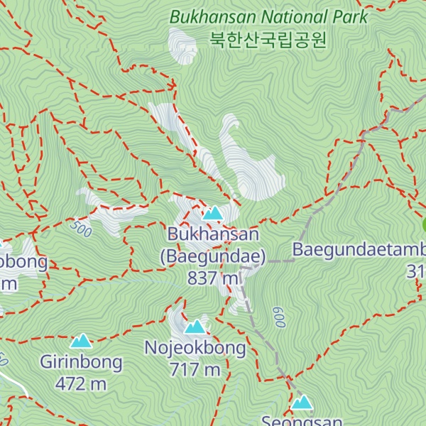 Map of Bukhansan (Baegundae)