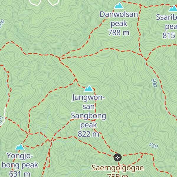 Map of Jungwon-san Sangbong peak