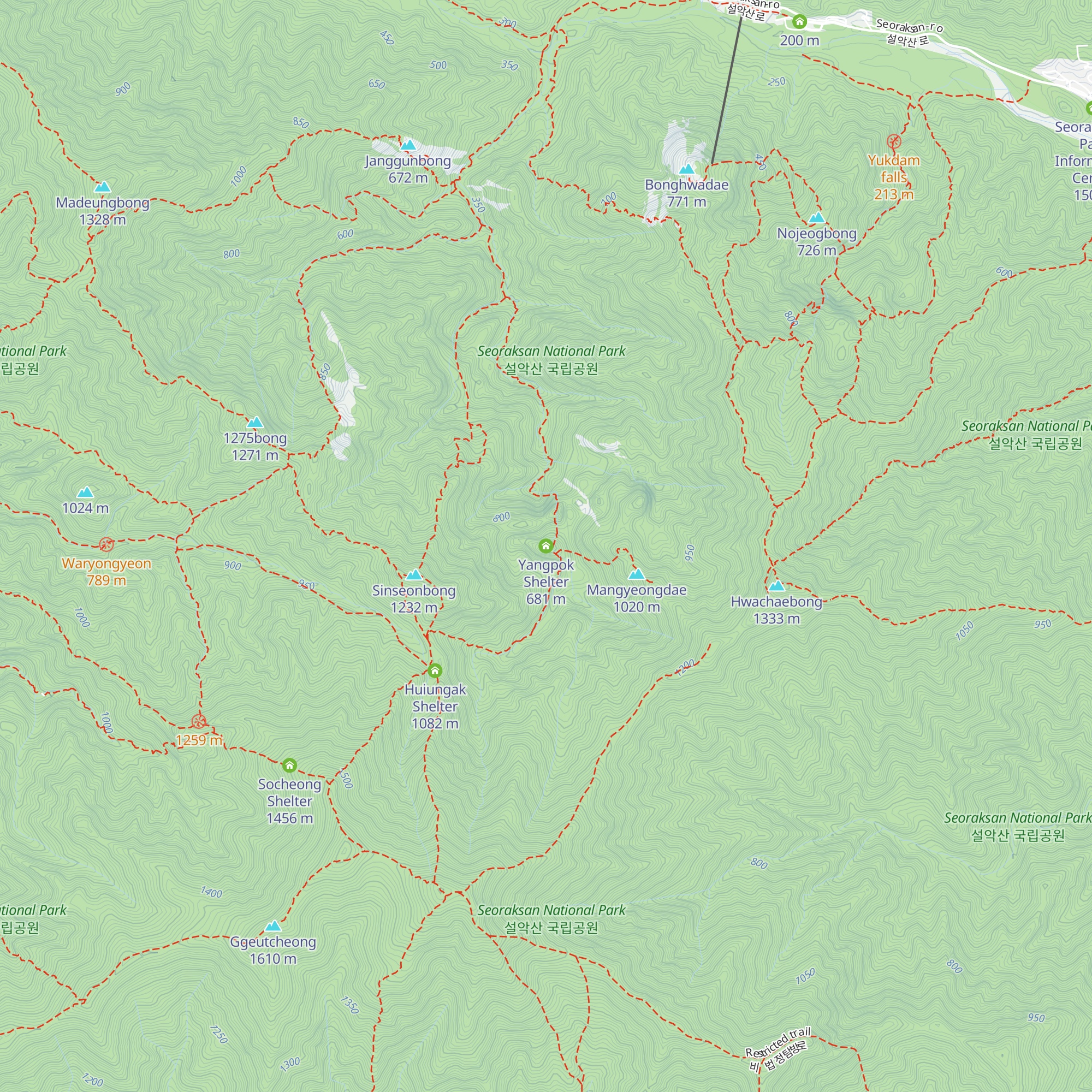 Yangpok Shelter map
