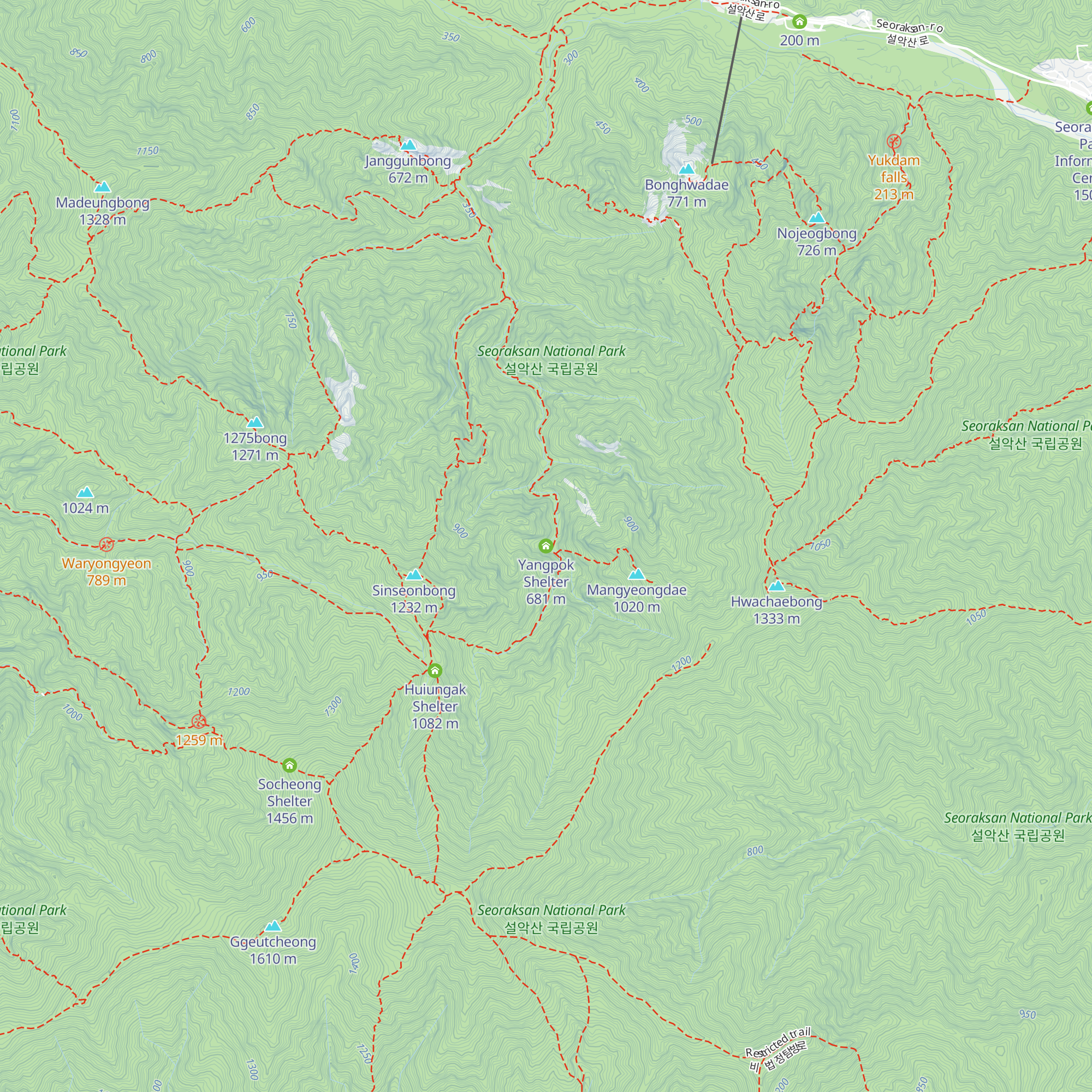 Yangpok Shelter map