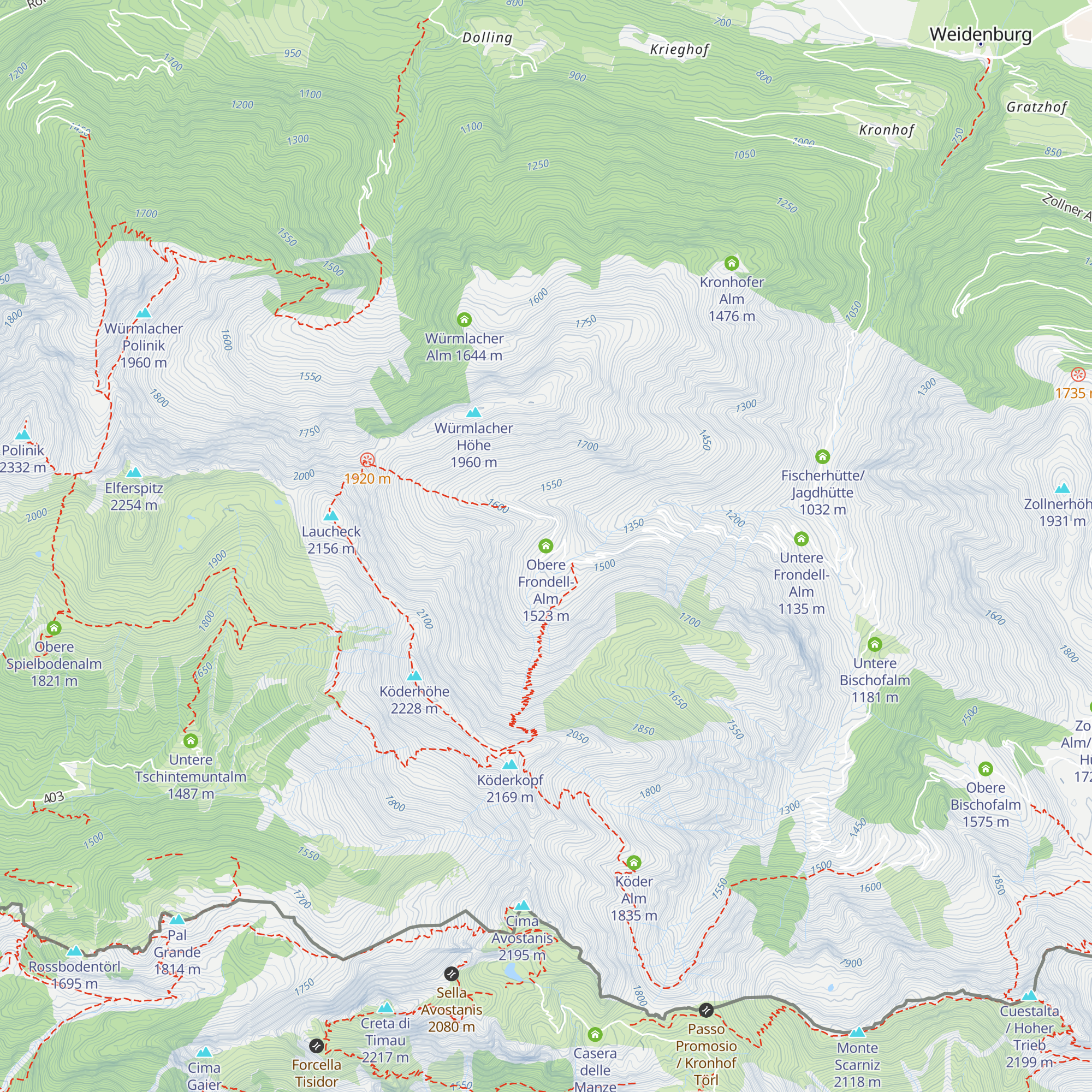 Obere Frondell-Alm map