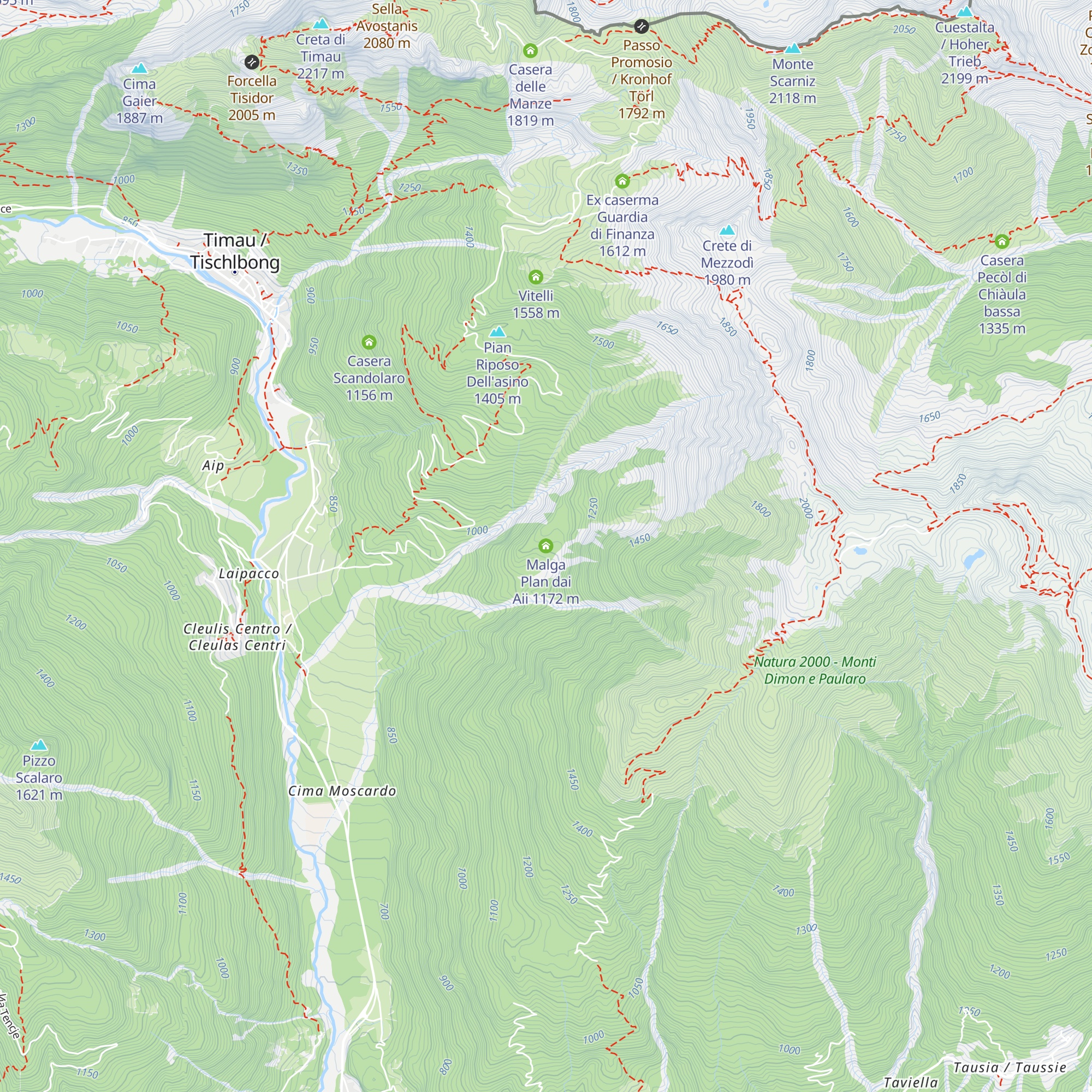 Malga Plan dai Aii map