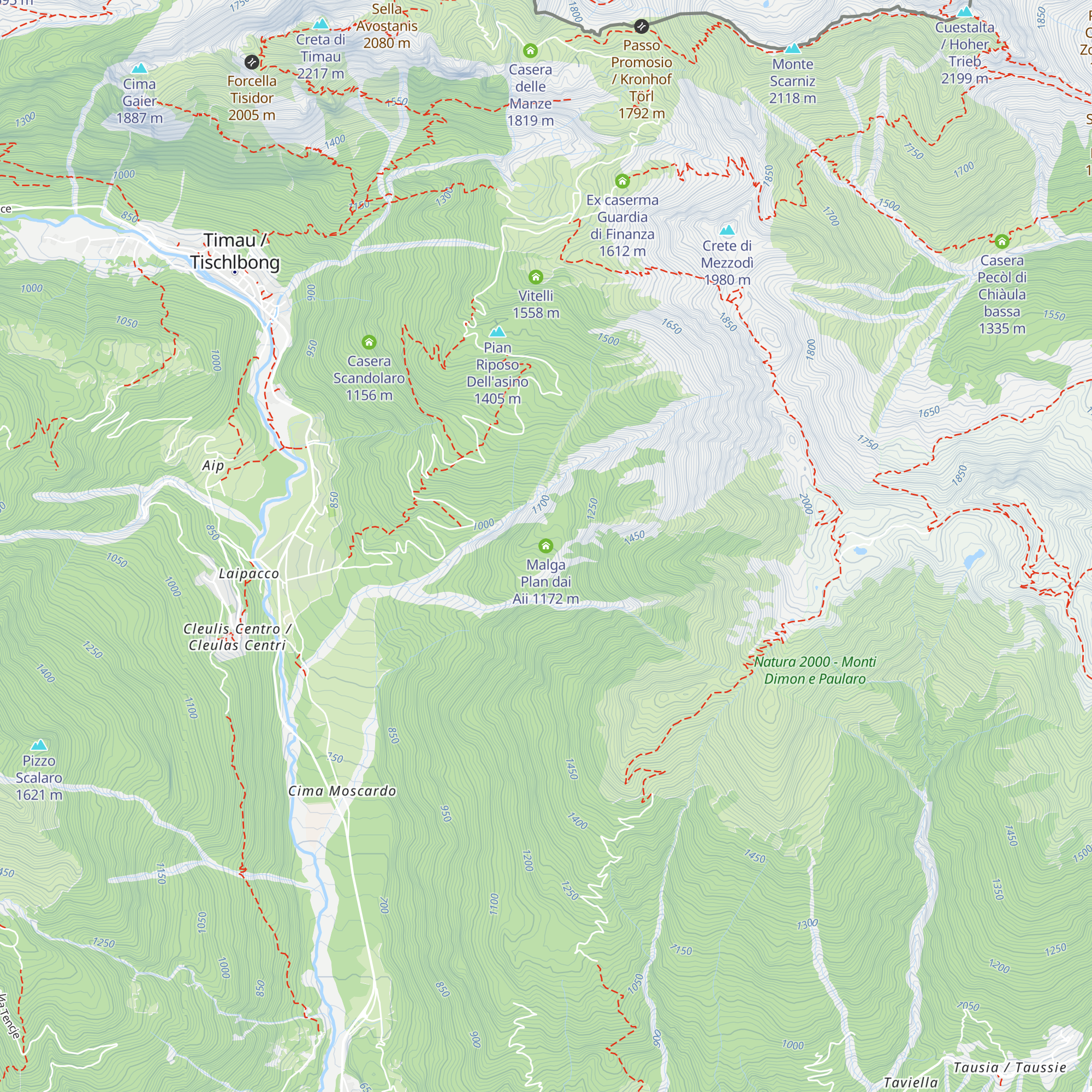 Malga Plan dai Aii map