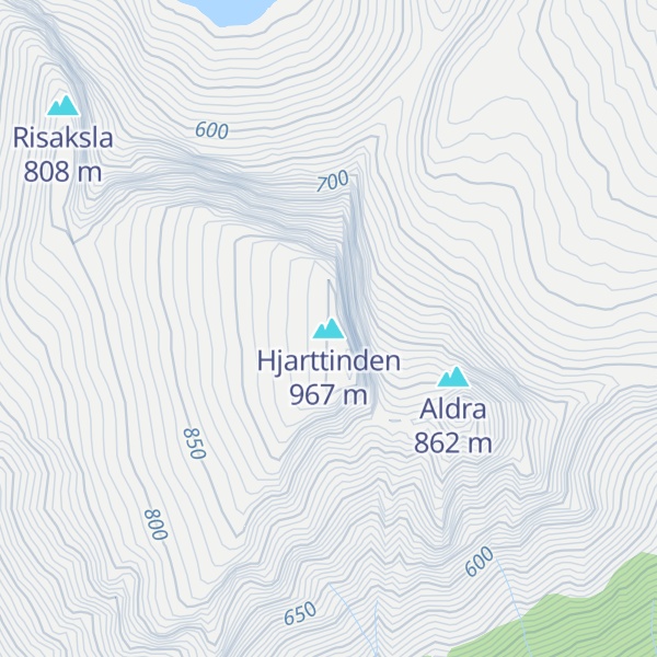 Map of Hjarttinden