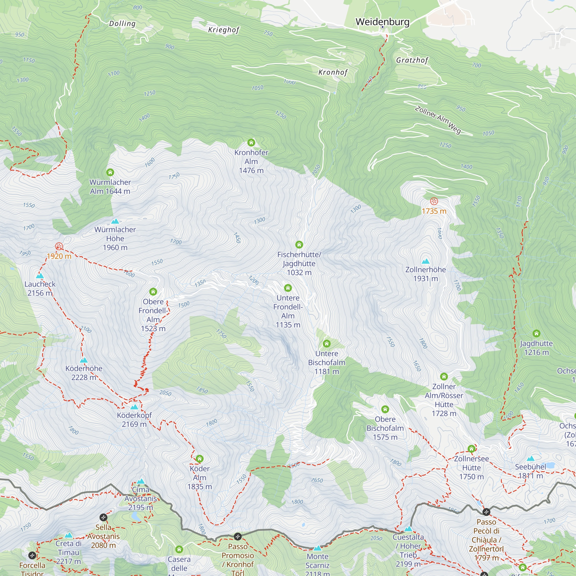 Untere Frondell-Alm map