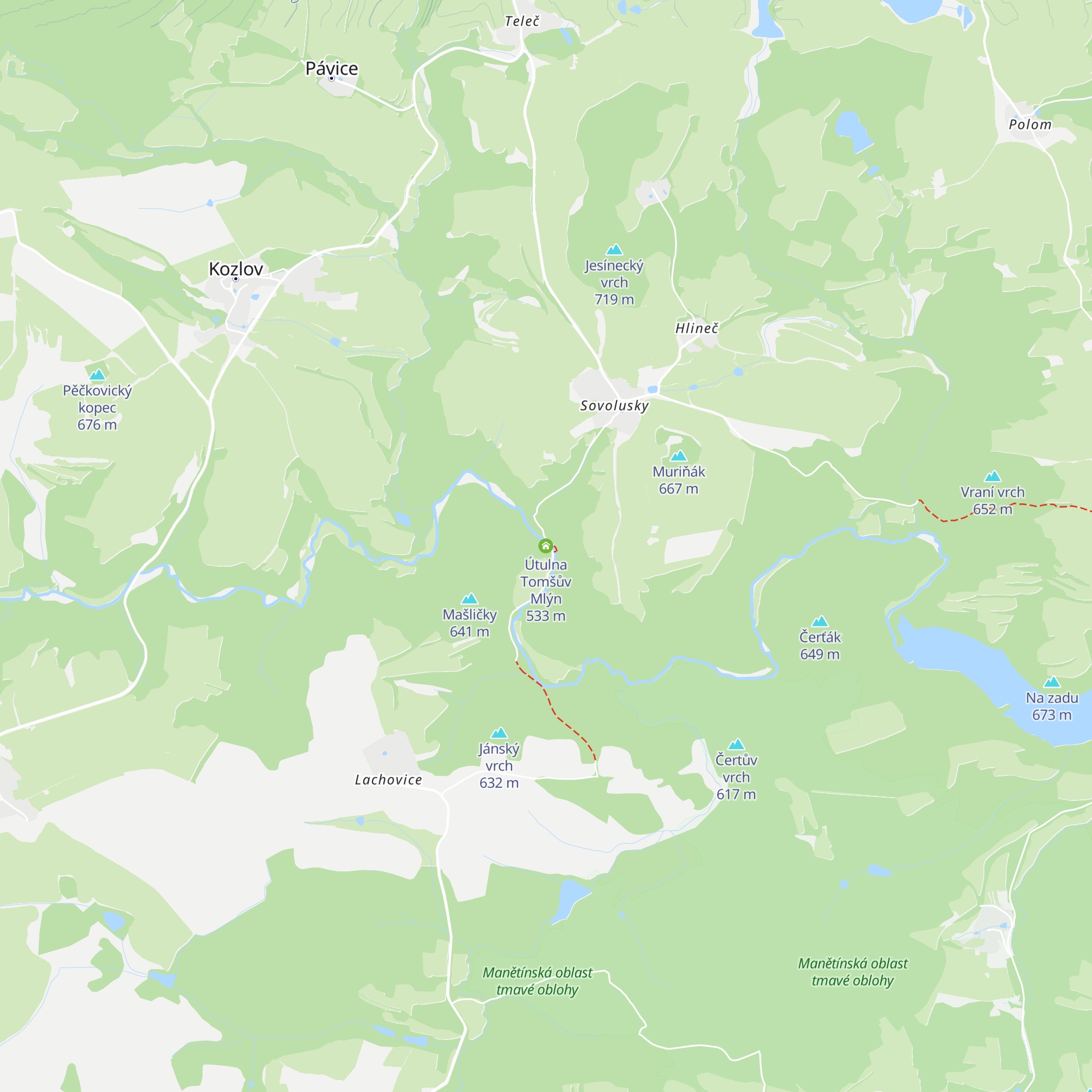 Útulna Tomšův Mlýn map