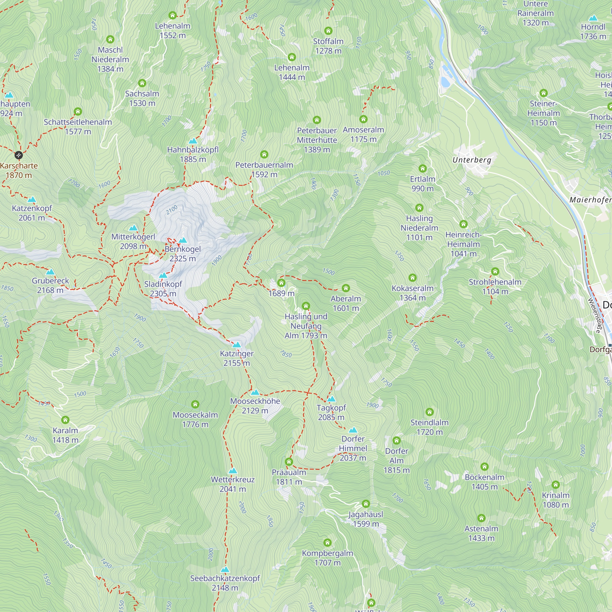 Hasling und Neufang Alm map