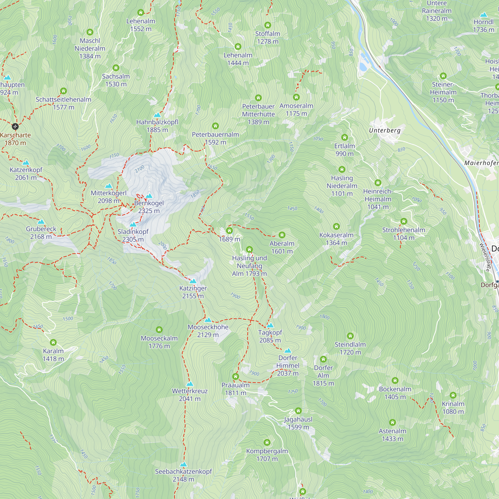 Hasling und Neufang Alm map