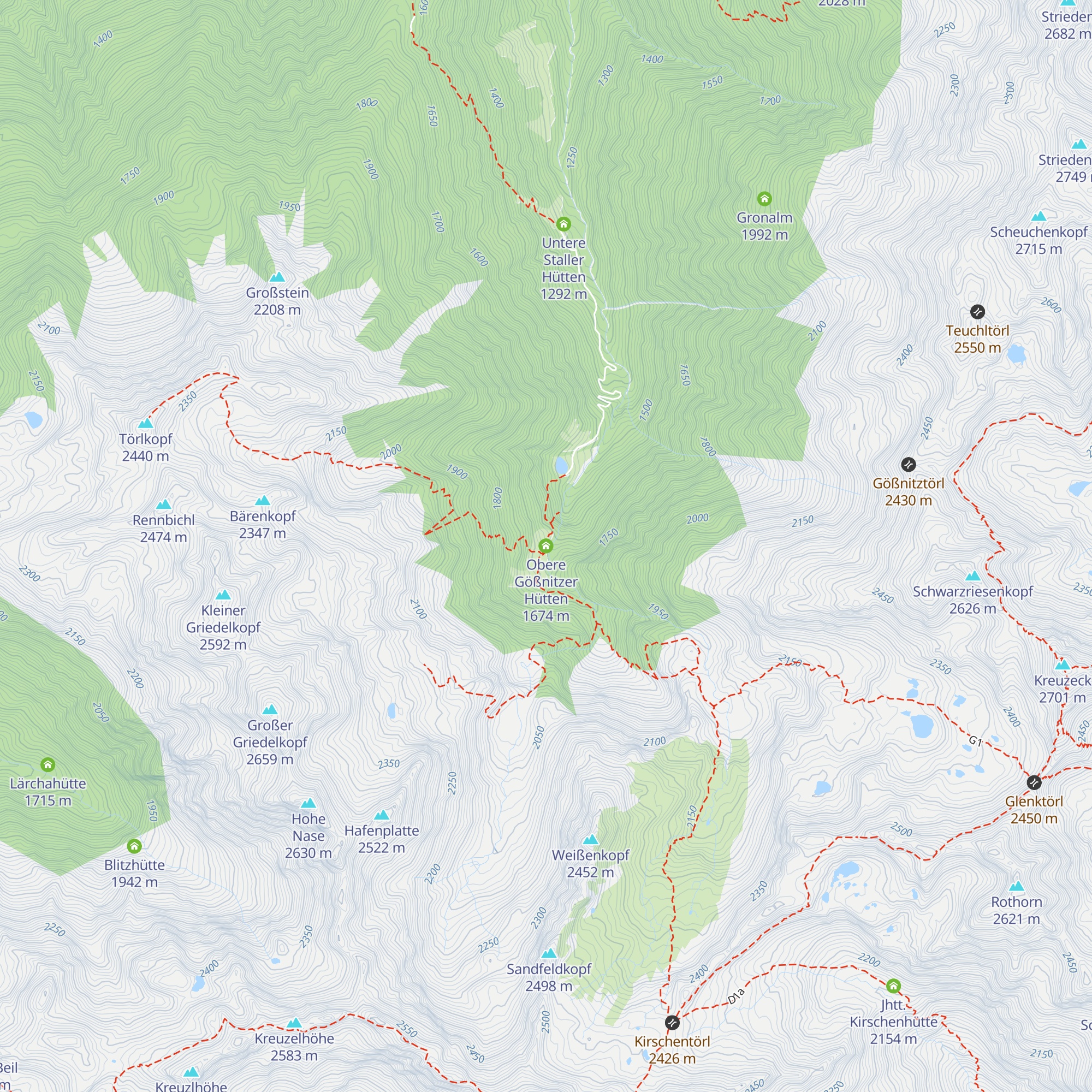 Obere Gößnitzer Hütten map
