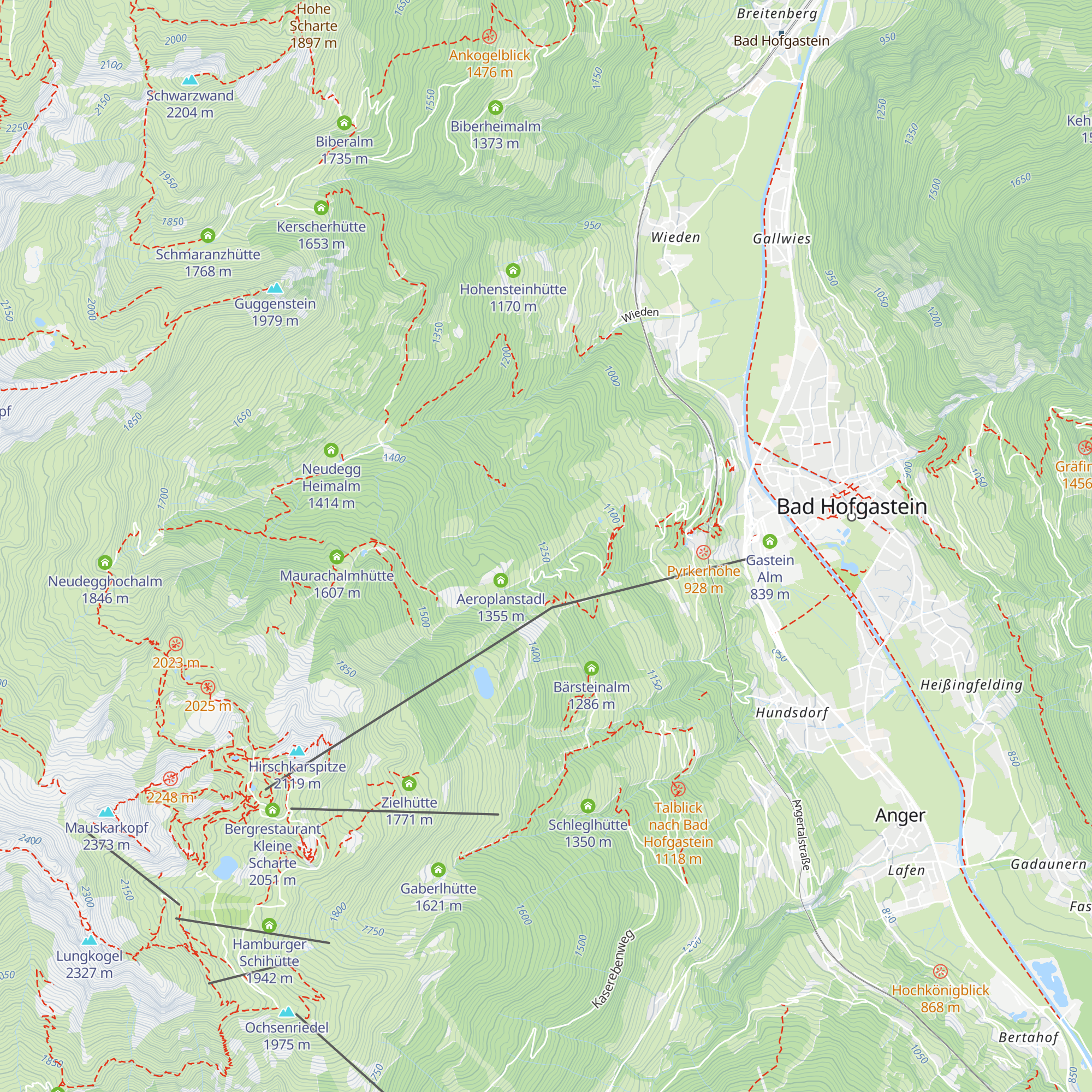 Starthütte Aeroplan map