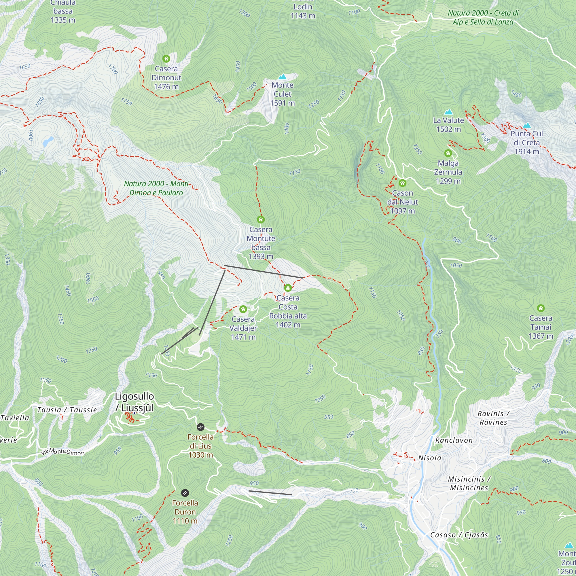 Casera Costa Robbia alta map
