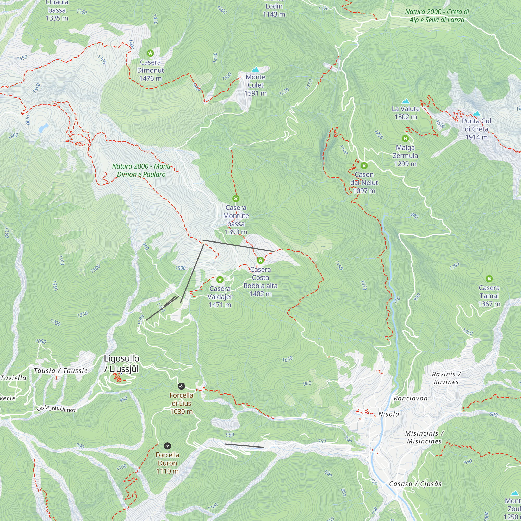 Casera Costa Robbia alta map
