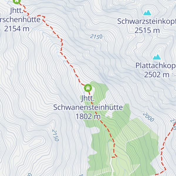 Map of Jhtt. Schwanensteinhütte