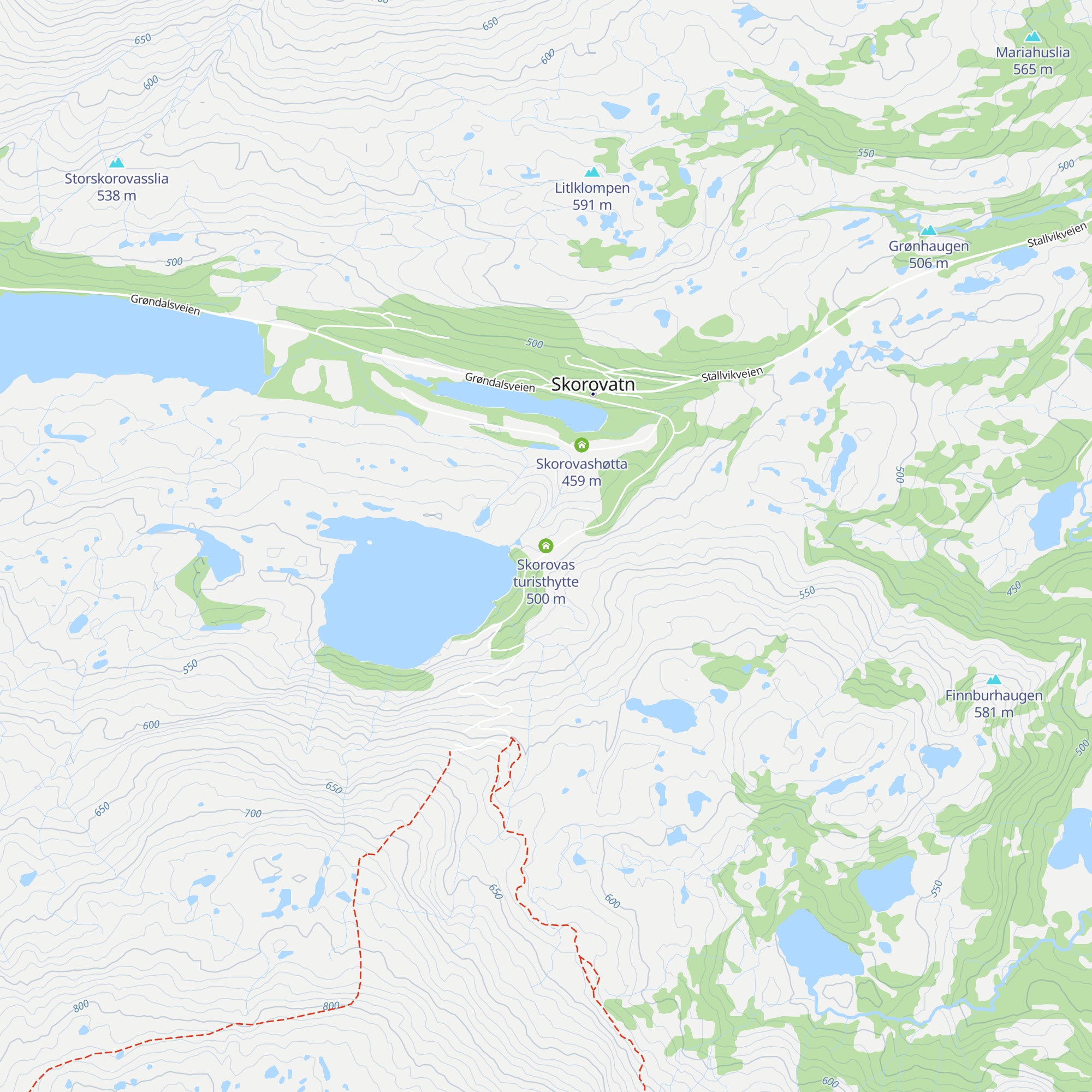 Skorovas turisthytte map