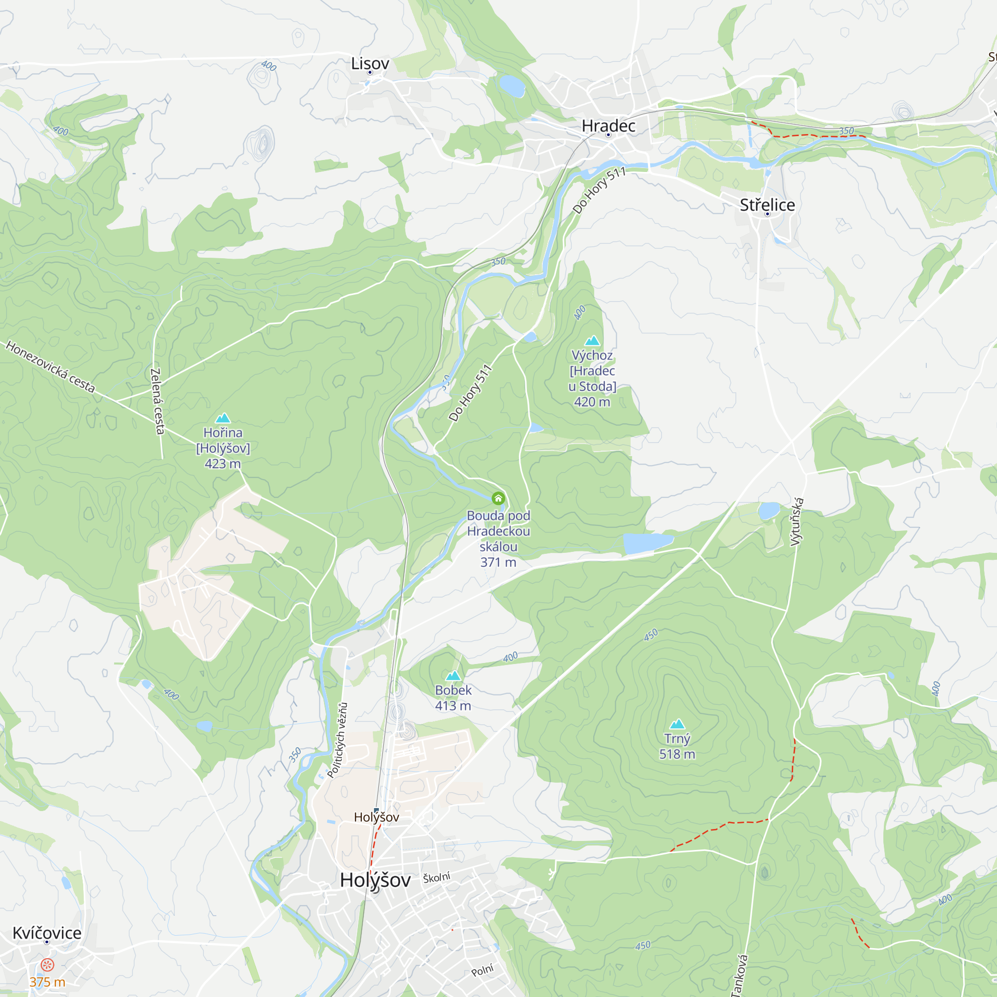 Bouda pod Hradeckou skálou map