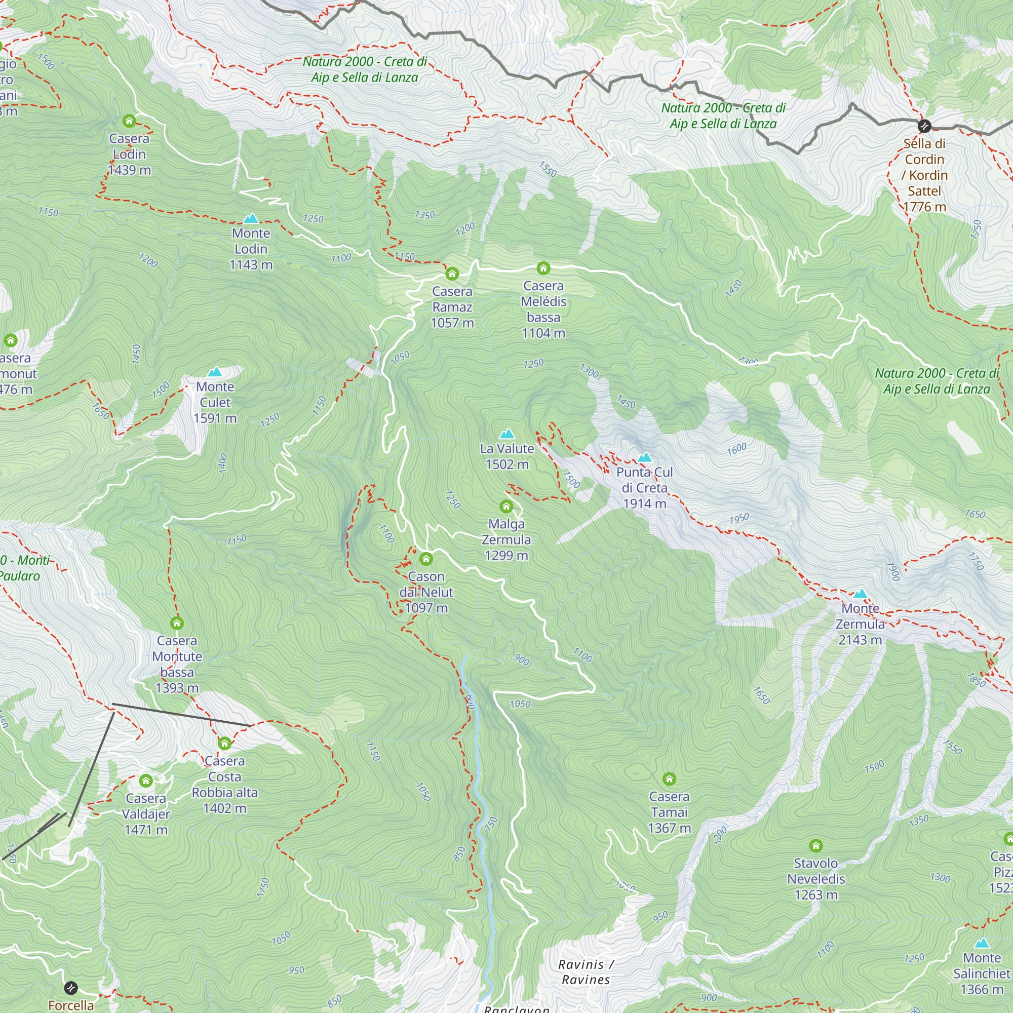 Malga Zermula map