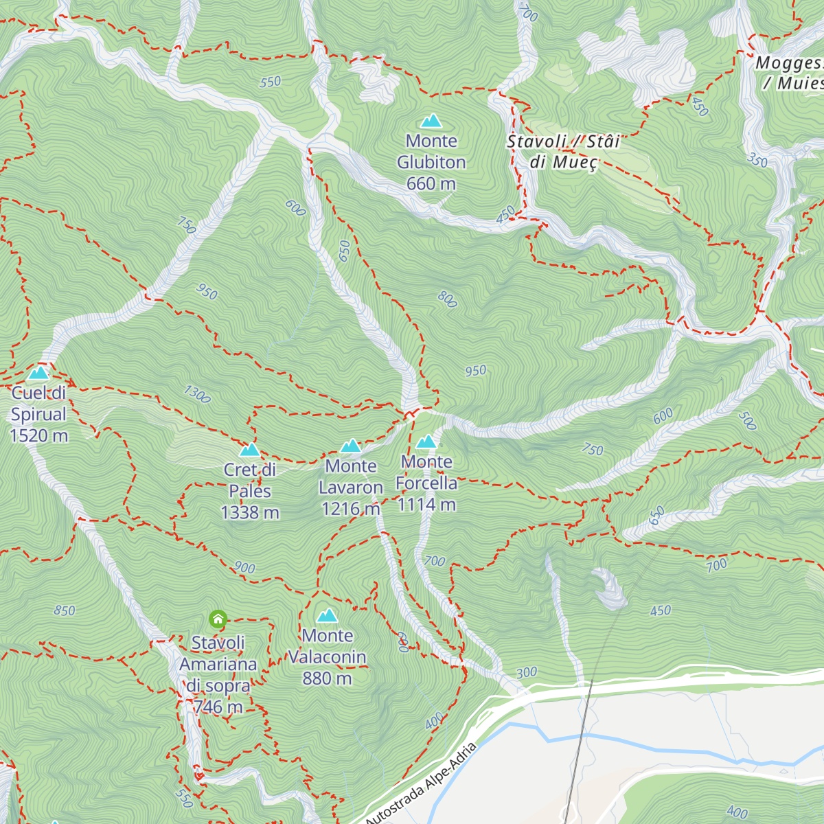Ricovero monte Forcella map