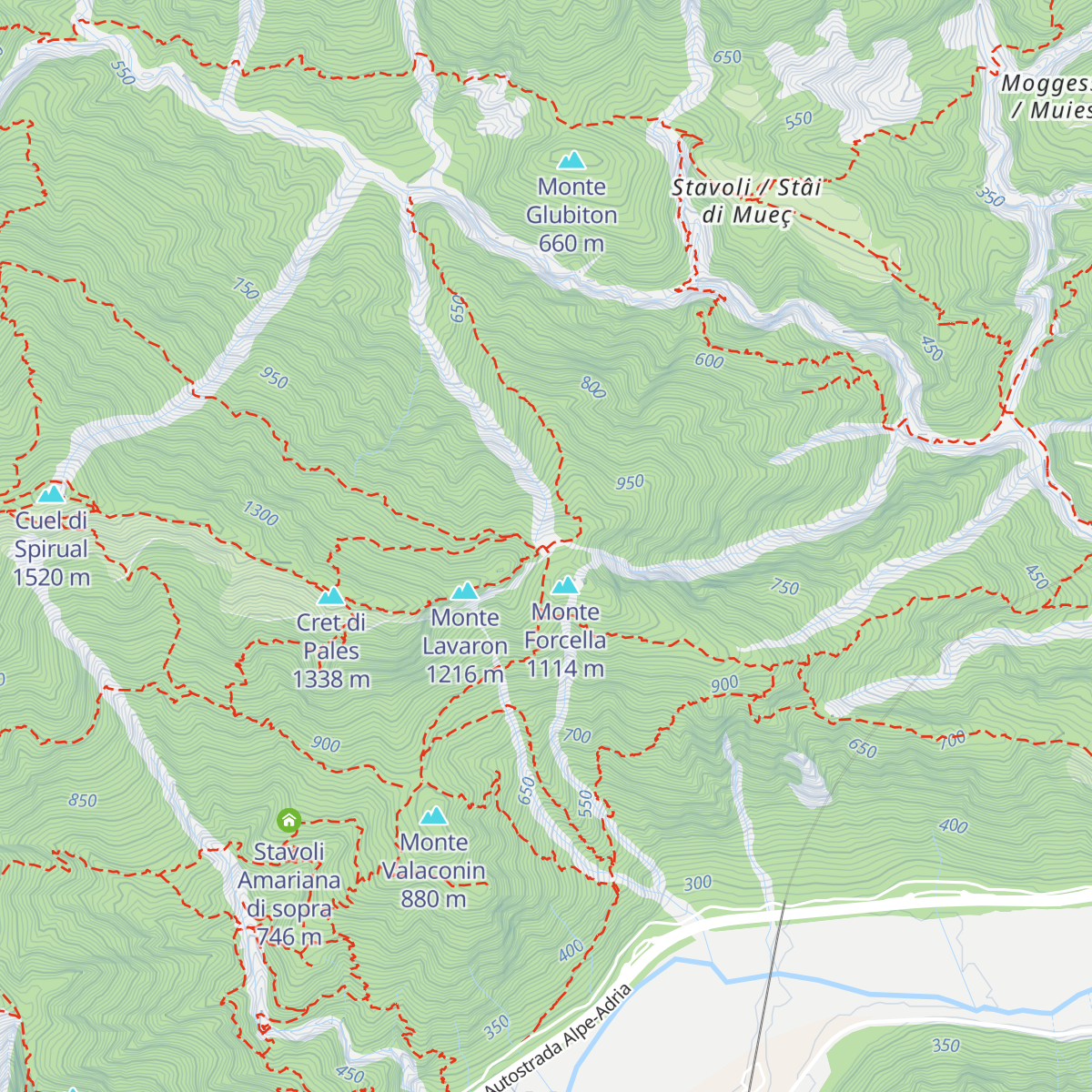 Ricovero monte Forcella map