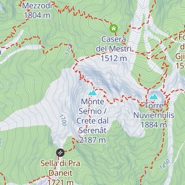 Map of Monte Sernio / Crete dal Serenât