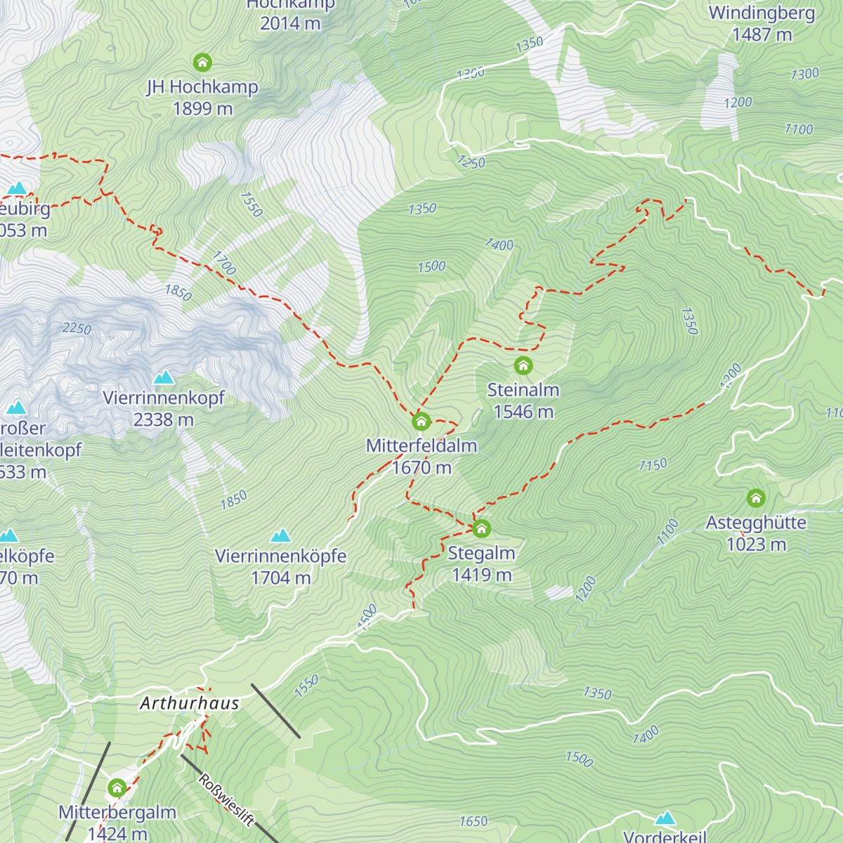 Mitterfeldalm map