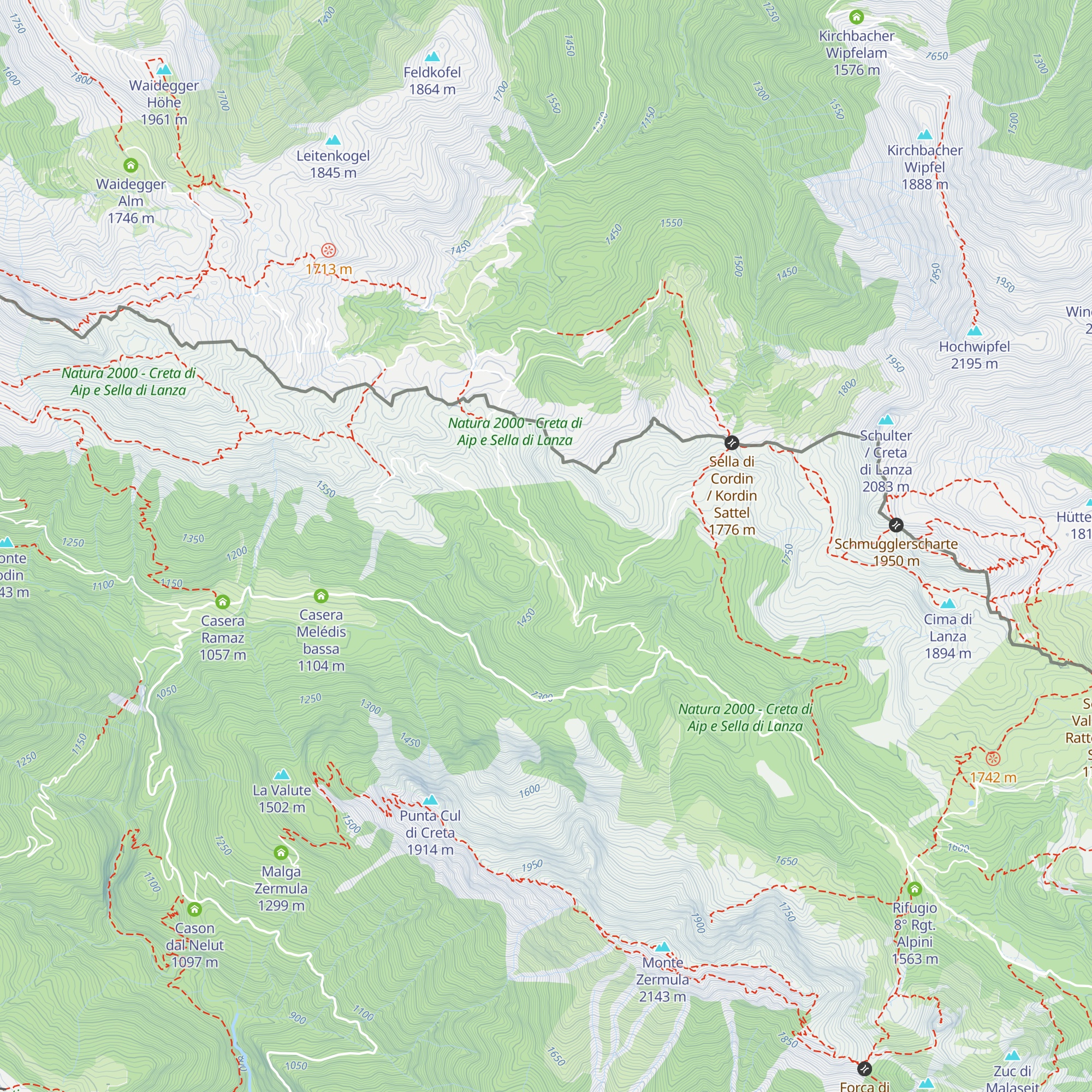Casera Valbertad alta map