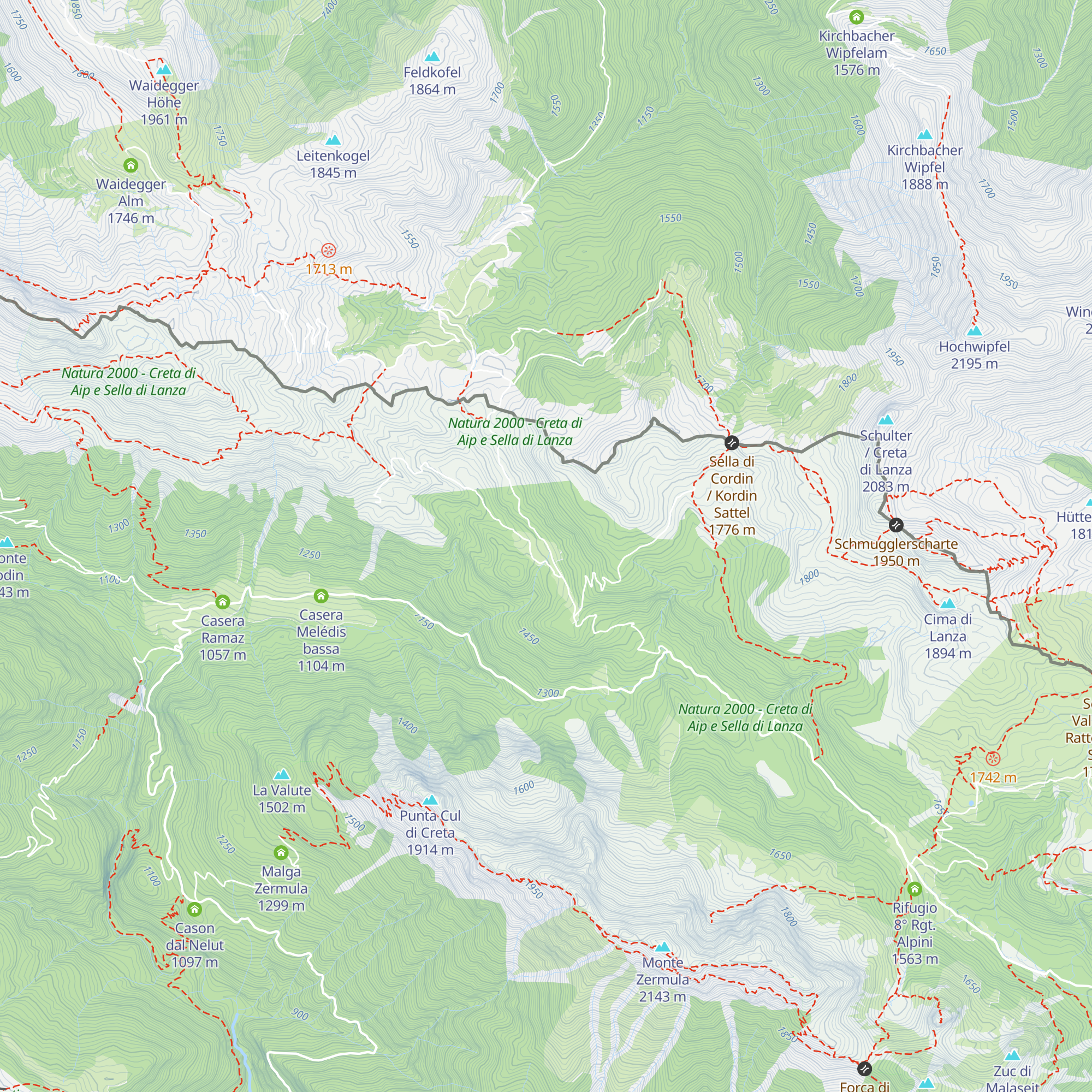 Casera Valbertad alta map