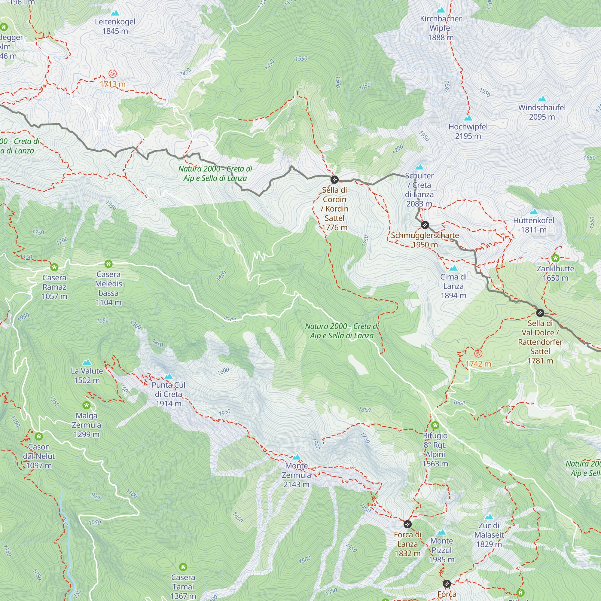 Malga Valbertat map