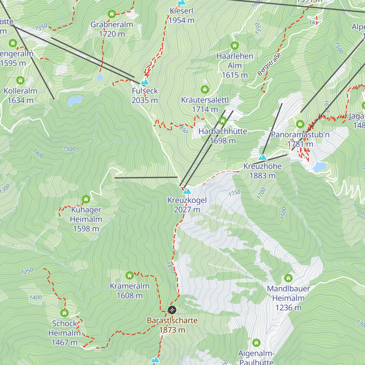 Doppelsessellift Kreuzkogel Gegenst. map