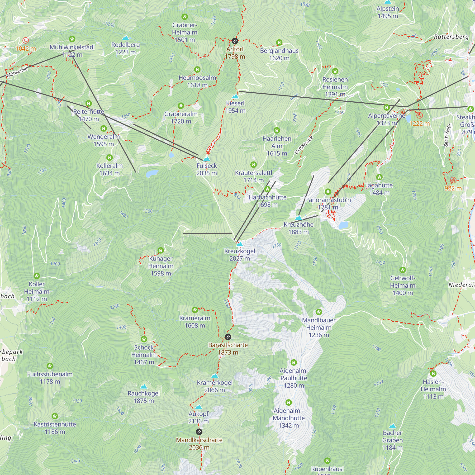 Schialm Kreuzkogel map